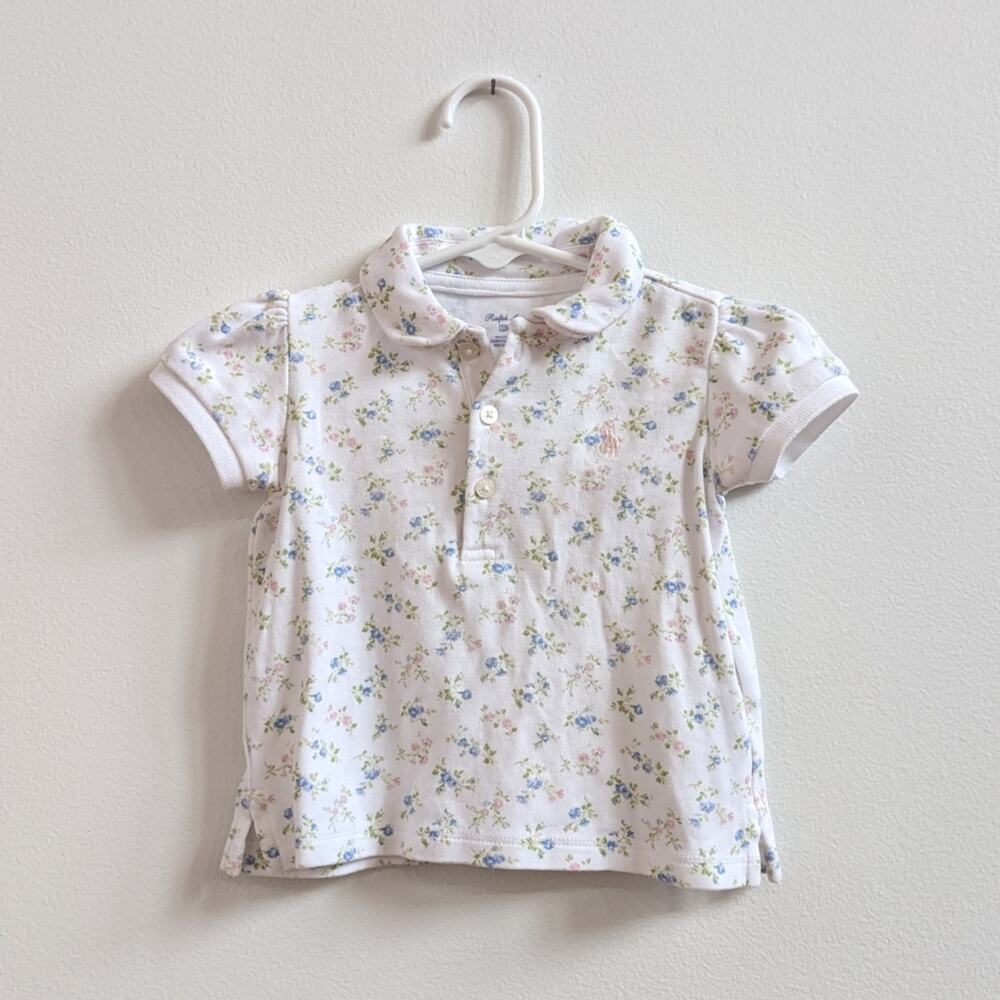 Ralph Lauren Polo Baby Girls Sz 12m White Dainty Floral Preppy Girly Cottagecore